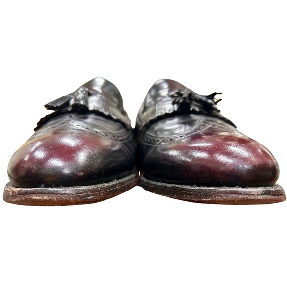 Johnston & Murphy Men’s Tassel Loafers Burgundy Black Leather Wingtip - Picture 2 of 8